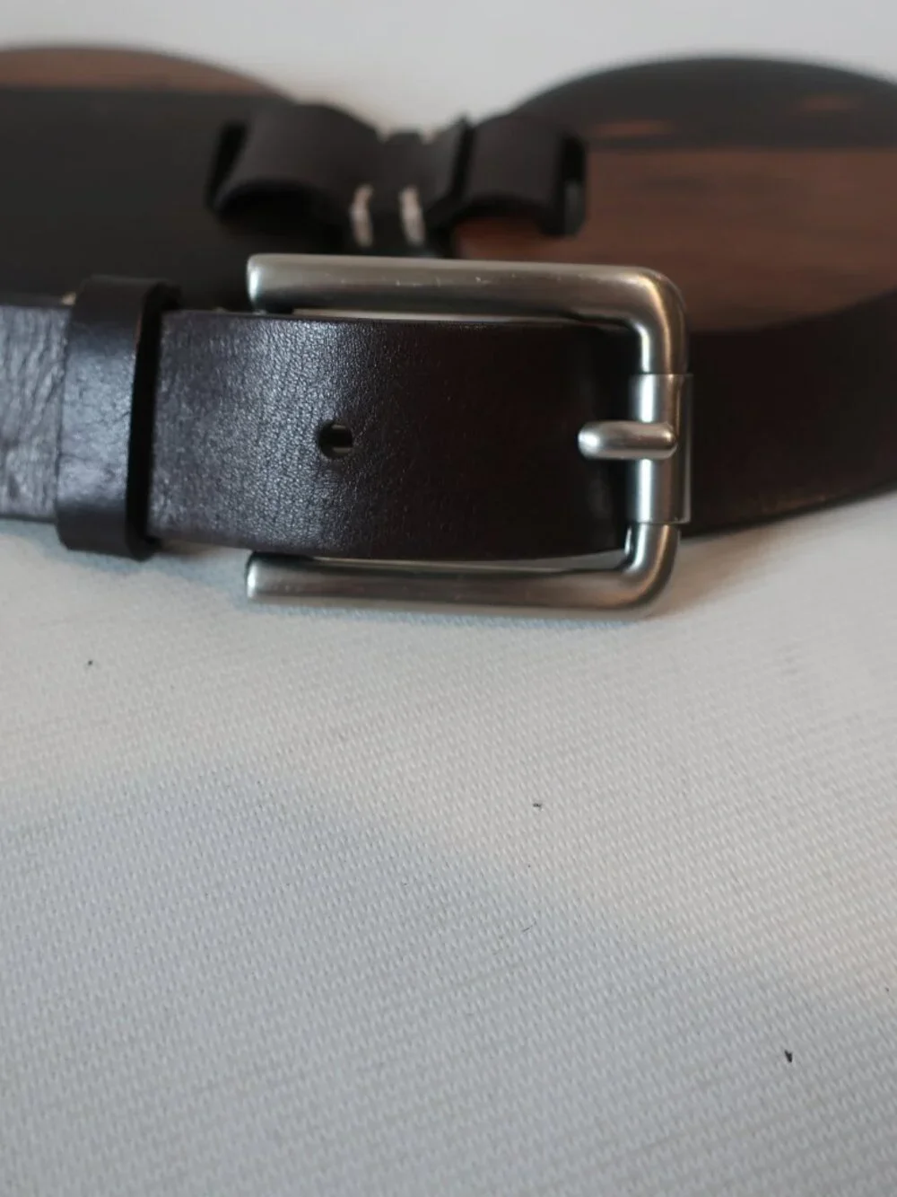 Womens Michael Kors Dark Brown (Item-5) Leather Wood Disc Waist Belt M-L
